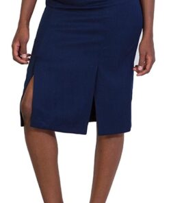 pleat pencil skirt navy front