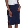 pleat pencil skirt navy