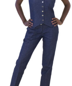 RoundneckWaistcoat denim full outfit