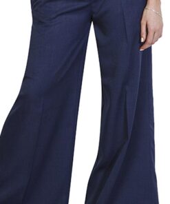 navy flared trousers front