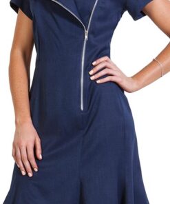 tazed dress navy zip front