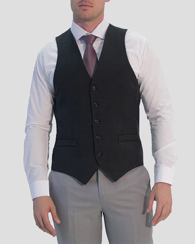 Model wearing men's black vest