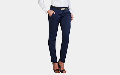 Model wearing women's navy pants