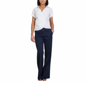 Elegant white wrap blouse for women, perfect for office or casual wear, featuring a stylish V-neck and comfortable fit.