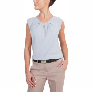 Elegant grey Pleiona camisole featuring a sleeveless design and soft fabric, perfect for casual or office outfits.