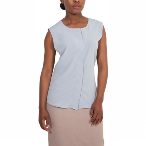 Elegant grey Zeta blouse, perfect for casual or office wear, featuring a modern design with a comfortable fit. Made from high-quality fabric, ideal for stylish everyday outfits.