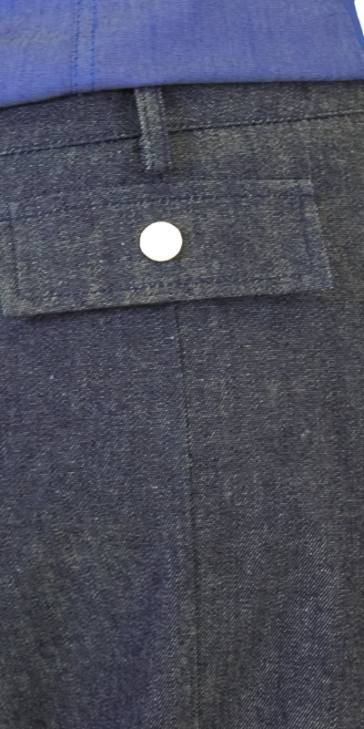 High-quality dark denim jeans with a buttoned back pocket, suitable for casual and streetwear fashion in South Africa.