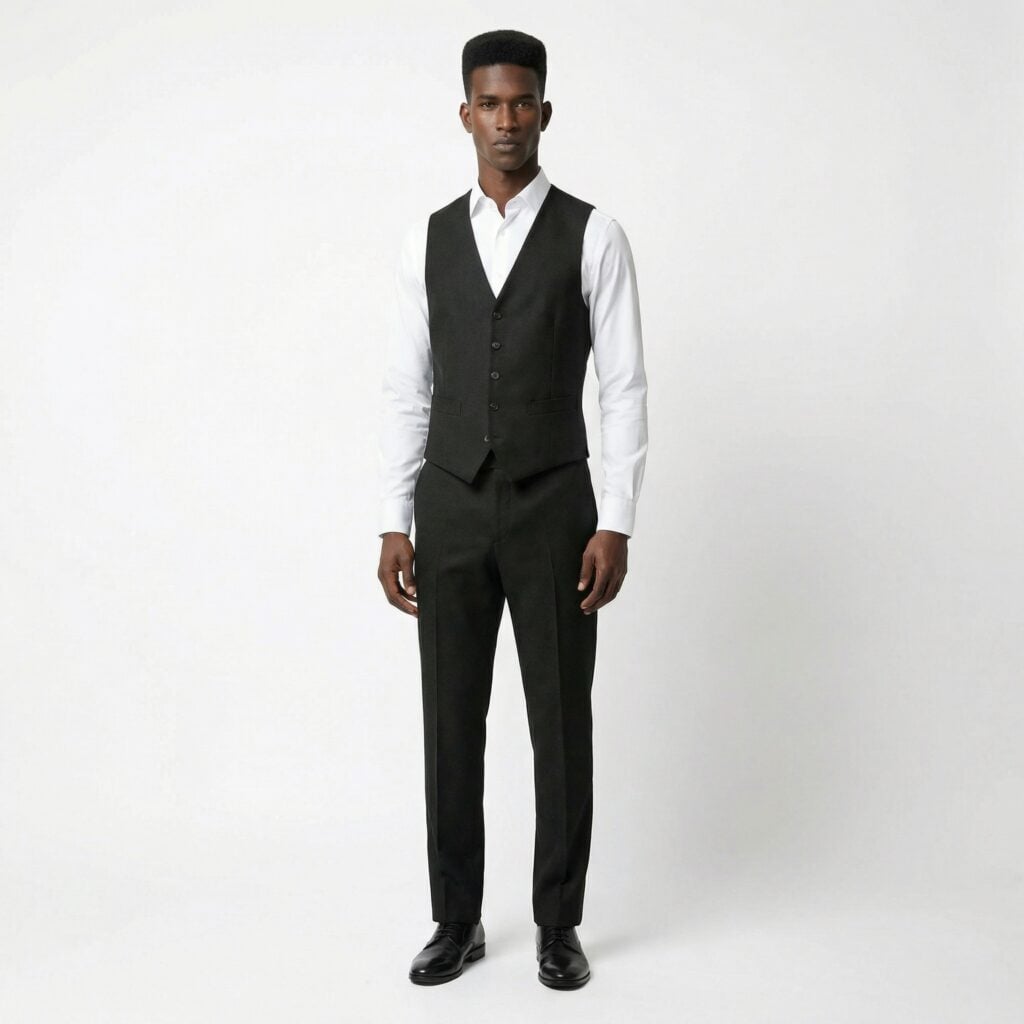 #432 A Black Vneck Waistcoat