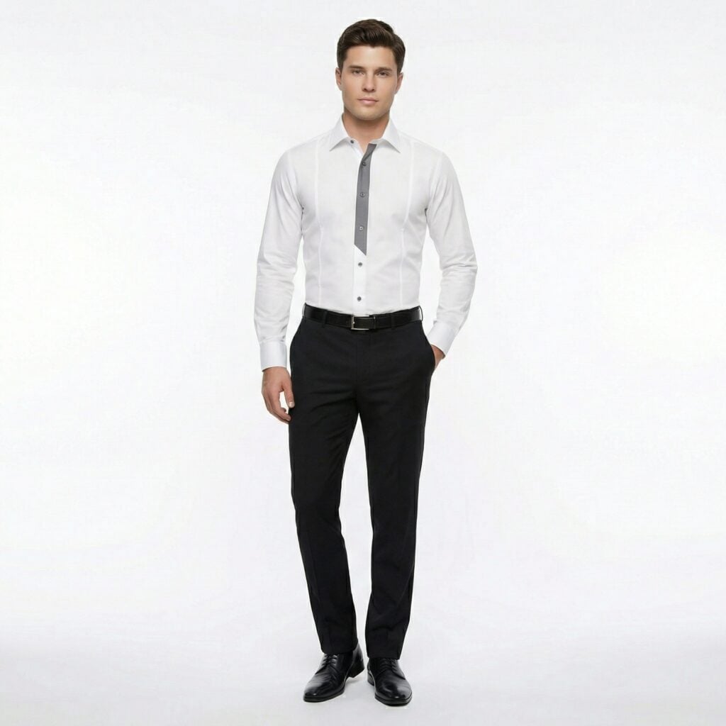 #835 A White Linear - SlimFit Formal Shirt