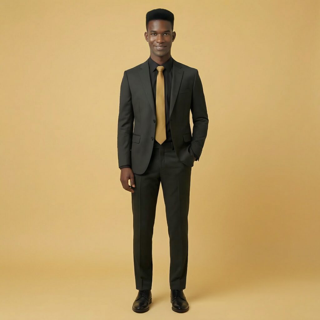 Corporate Clothing Suppliers| Elegance & precision endure 36 An elegant black business suit featuring a tailored blazer and matching trousers, perfect for professional settings and formal occasions.